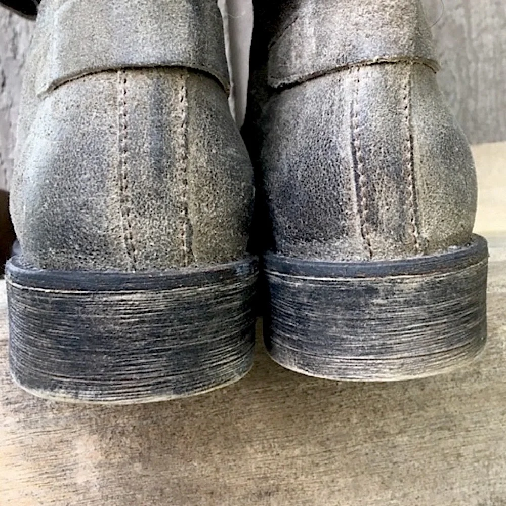 BOUTIQUE 9 Boot ANTHROPOLOGIE NICHOLA Boho Suede Leather Gray Brown Black Size 8
